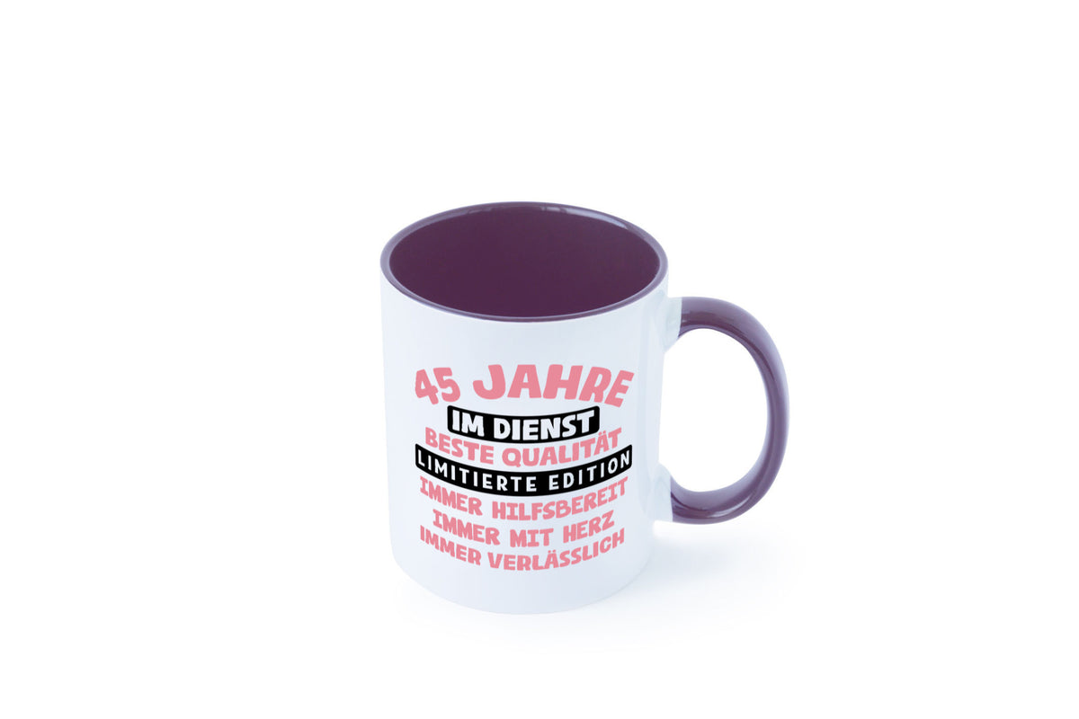 45 Jahre im Dienst | Jubiläum Arbeit v11 Geschenk Kollegen Büro lustiger Spruch Tasse