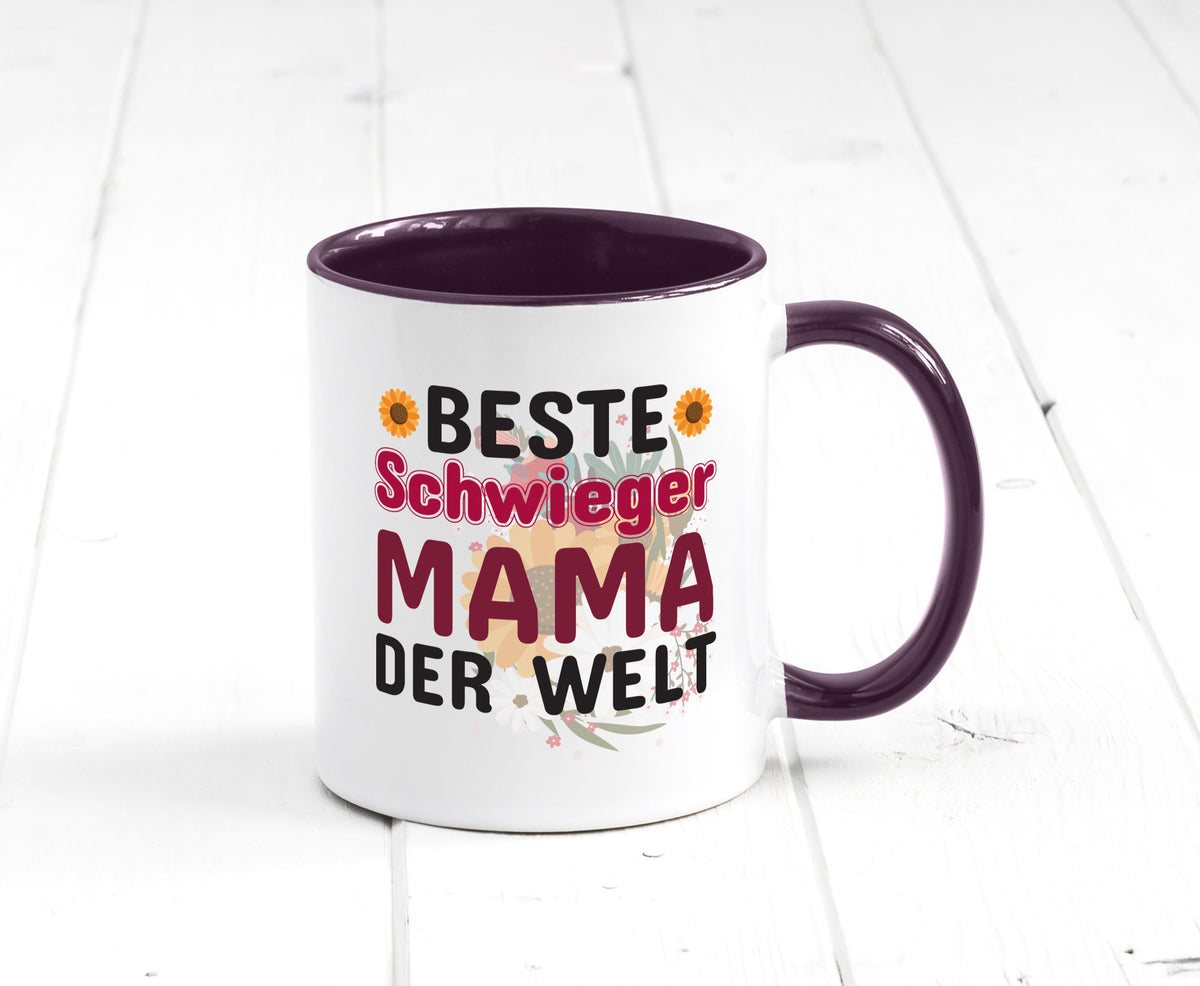 Beste Schwiegermama | Schwiegermutter Tasse Blumen Humor Familie Geschenkidee
