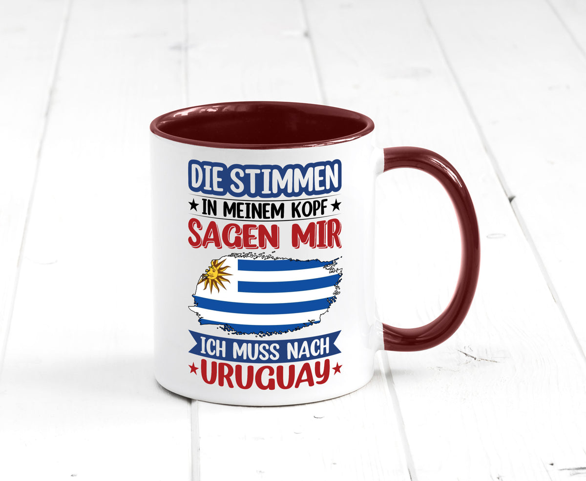 Uruguay | Urlaub Stimmen in meinem Kopf Traumland Geschenk Humor Geschenkidee Tasse