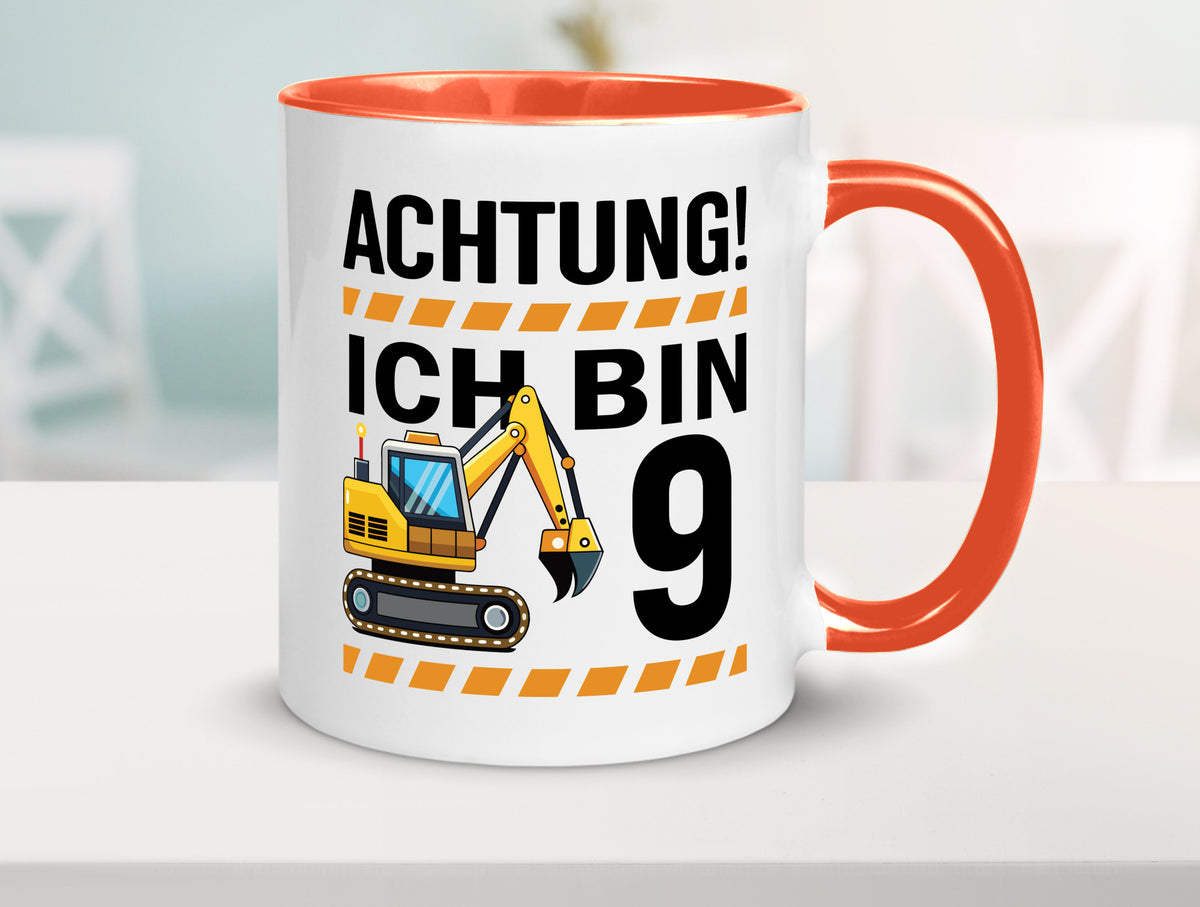 9 Geburtstag Ich bin | Bagger Junge lustiger Spruch Geschenk Geschenkidee Tasse