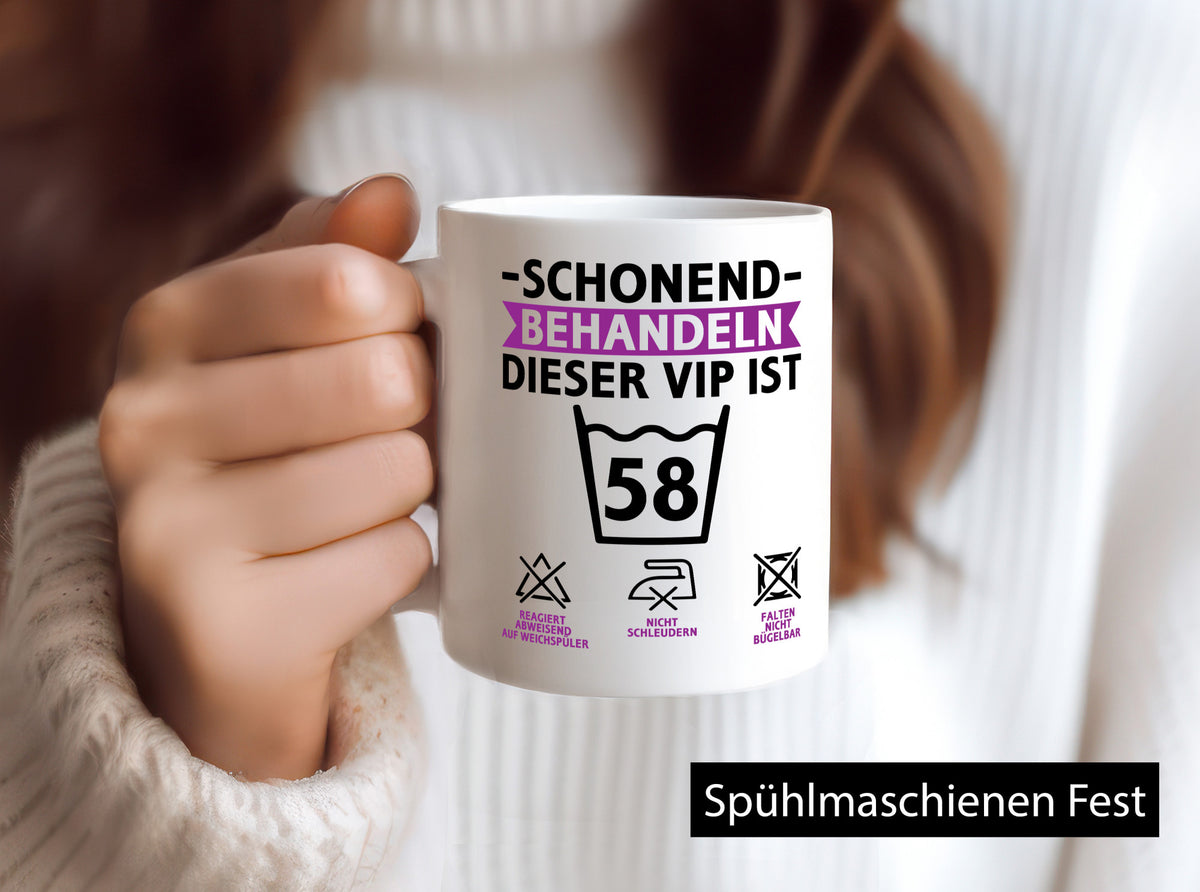 58 Geburtstag | schonend behandeln Jahre v2 lustiger Spruch Geschenk Tasse