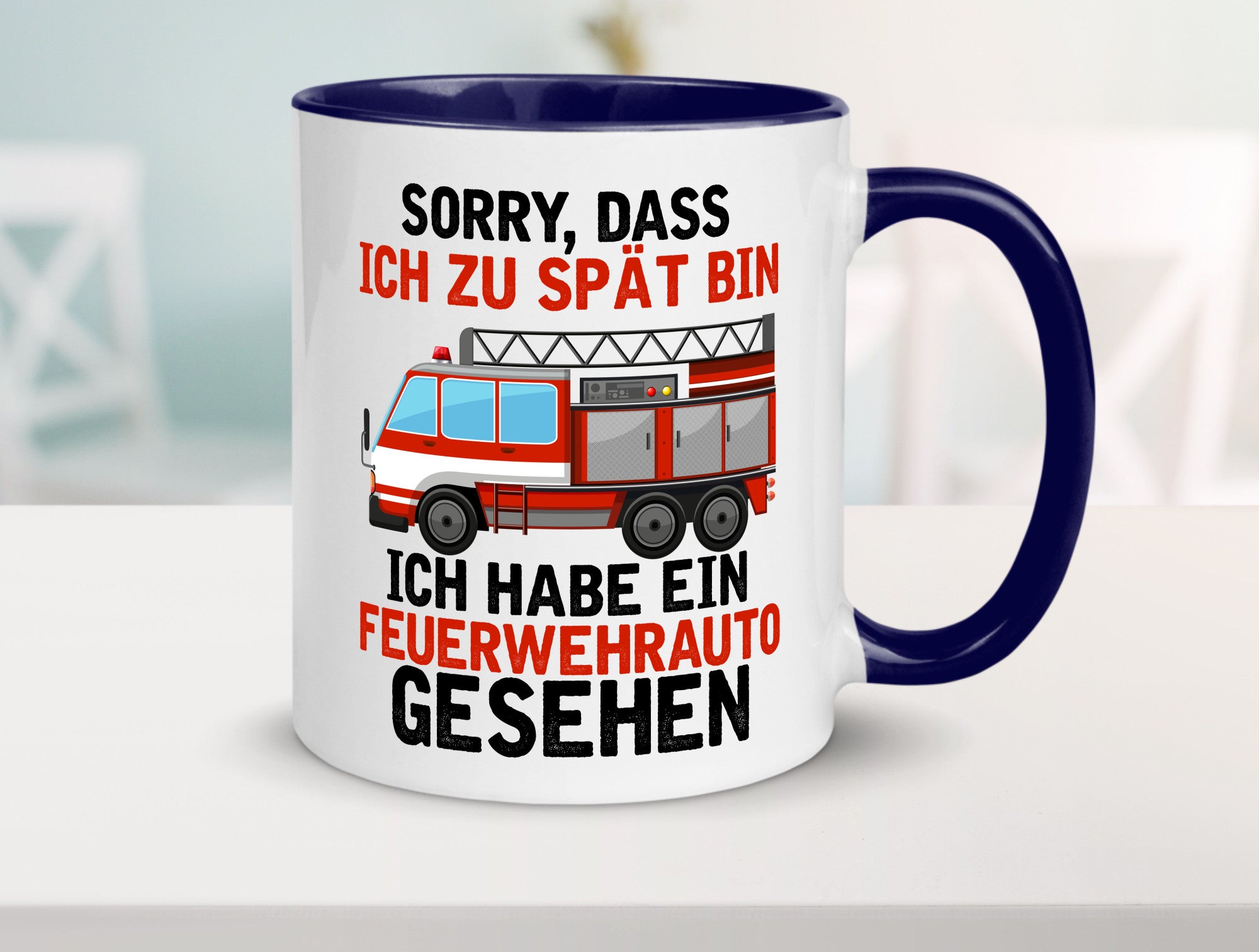 Ich hab ein feuerwehrauto gesehen | lustig Humor Geschenkidee Geschenk Tasse