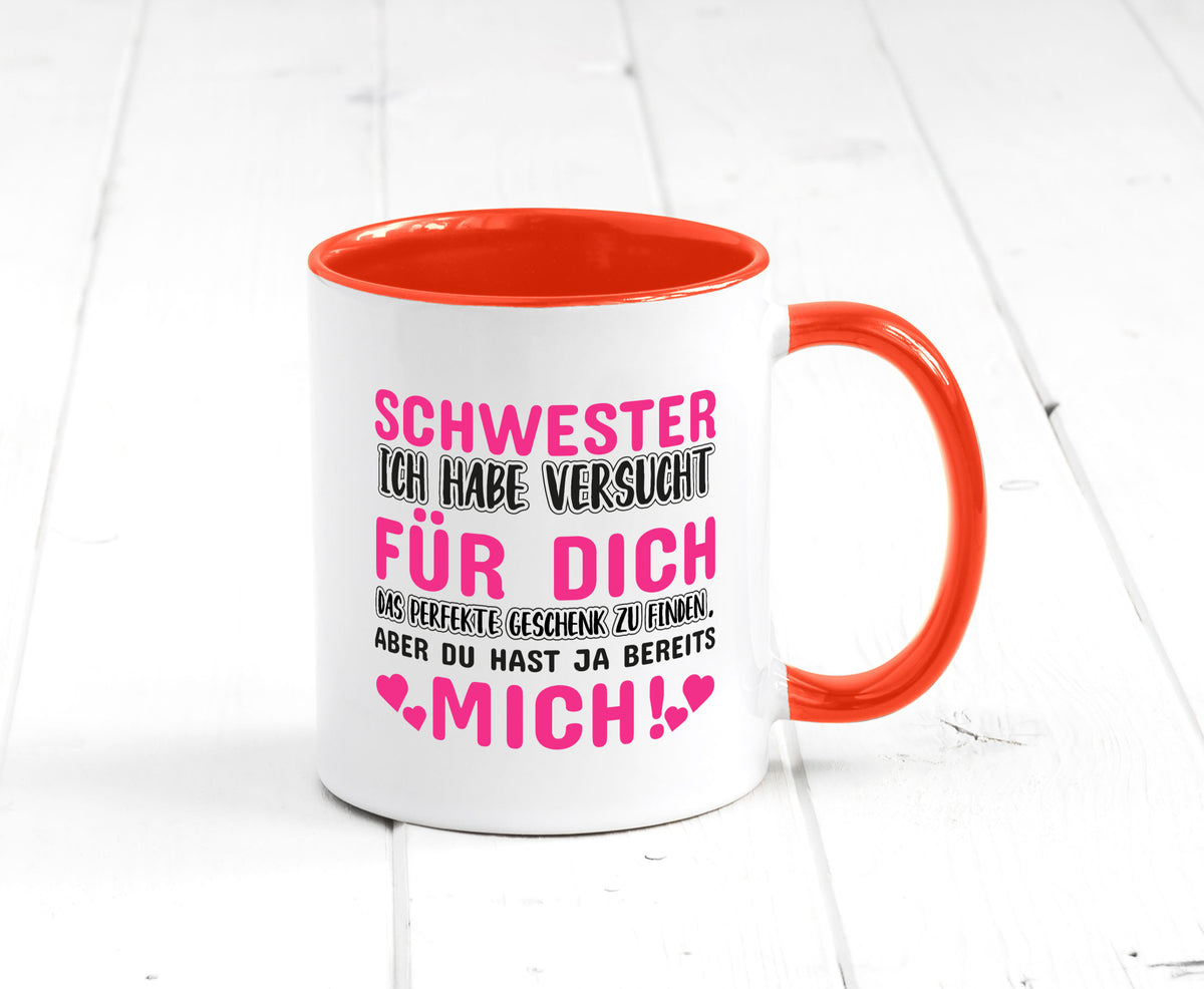 Schwester Tasse | lustiger Spruch Geschwisterliebe v2 Humor Geschenkidee
