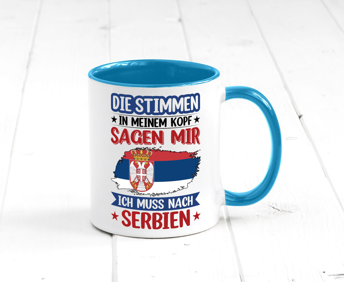 Serbien | Urlaub Stimmen in meinem Kopf Traumland v2 Geschenk Humor Tasse