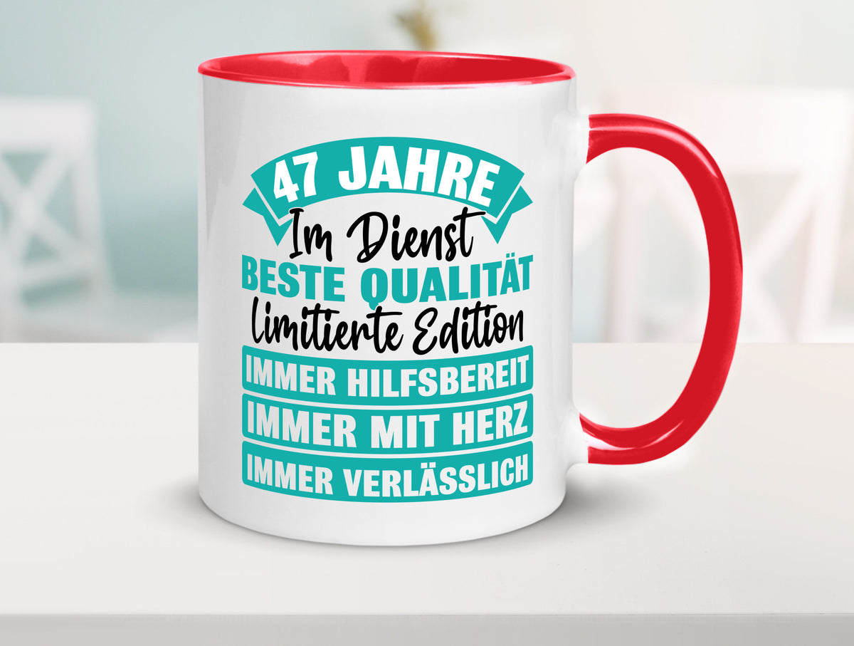 47 Jahre im Dienst | Jubiläum Arbeit Geschenk Kollegen Büro lustiger Spruch Tasse