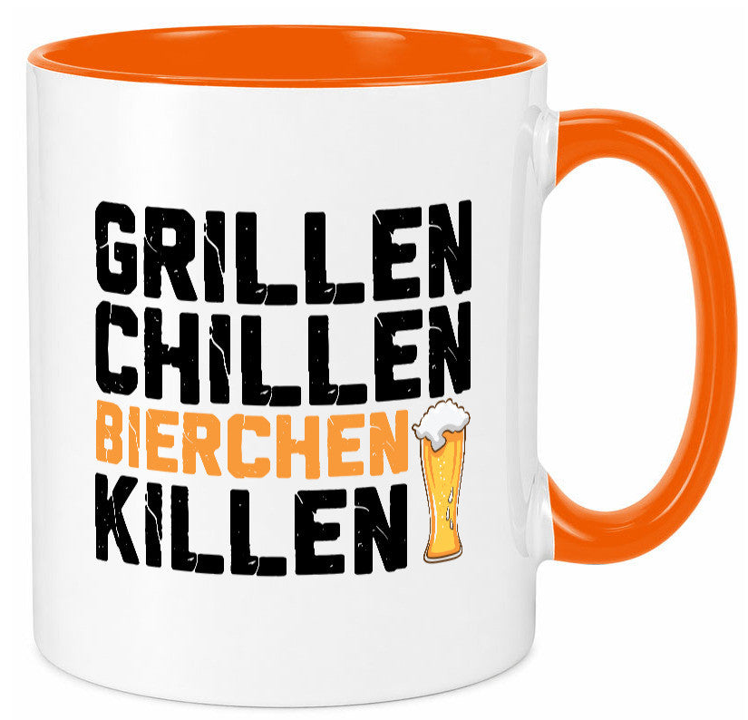 Grillen Chillen Bierchen Killen | Grillmeister Party Geschenk Humor Tasse