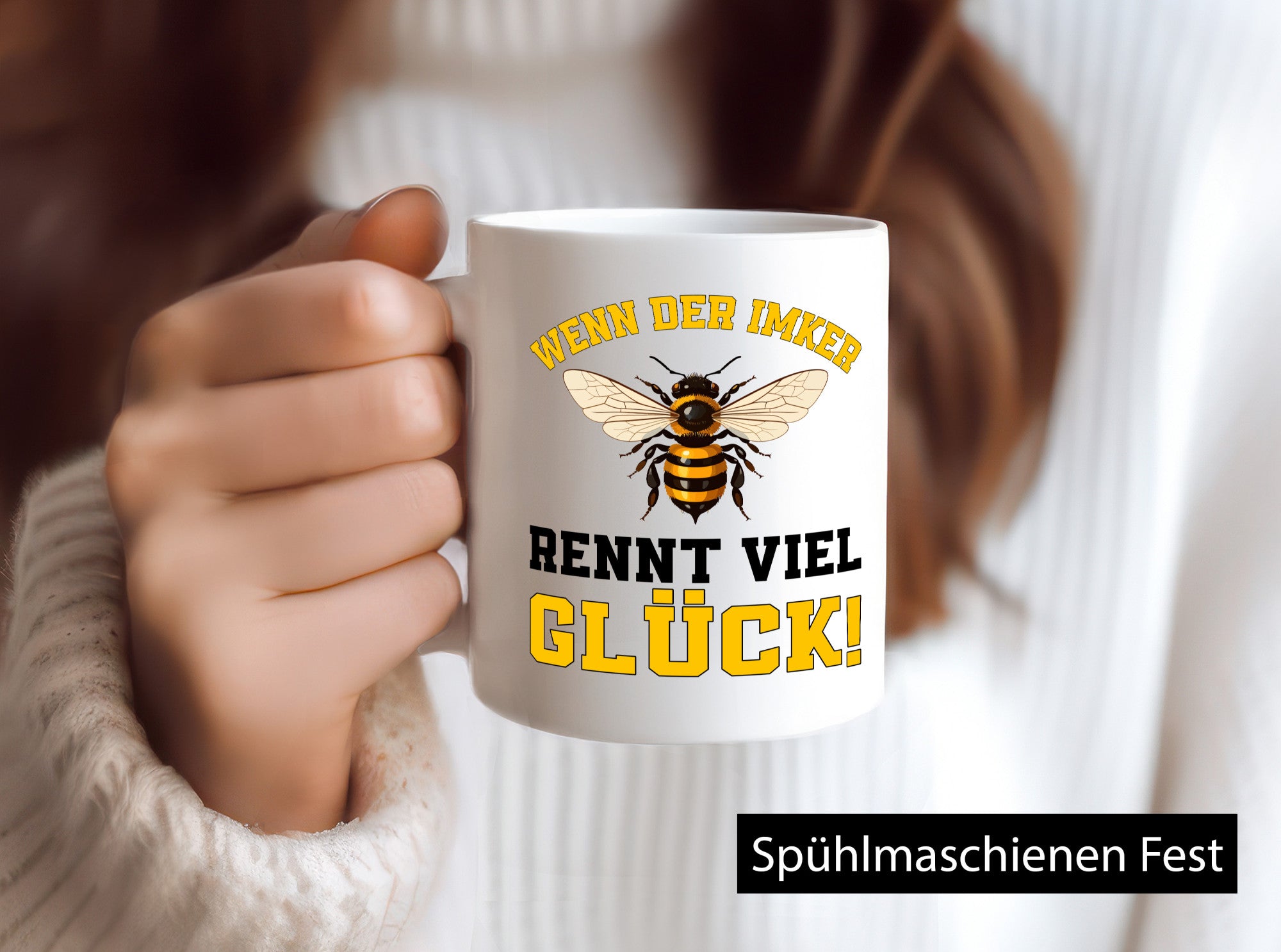 Wenn der Imker rennt viel Glück | Bienen v2 Humor Geschenkidee Tasse