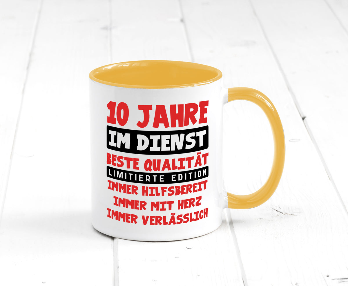 10 Jahre im Dienst | Jubiläum Arbeit v9 lustig Kollegen Büro Geschenk Tasse