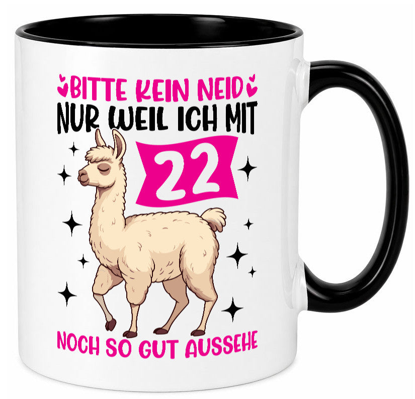 22. Geburtstag | 22 Jahre Lama gut aussehen lustig Geschenkidee Geschenk Tasse