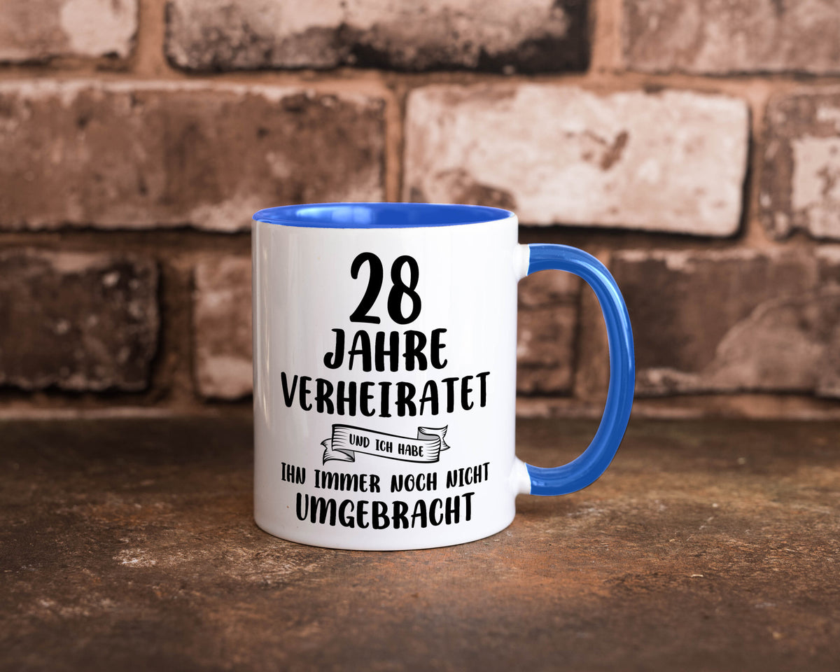 28 Jahre Verheiratet, immer noch am Leben! Geschenkidee Humor Tasse