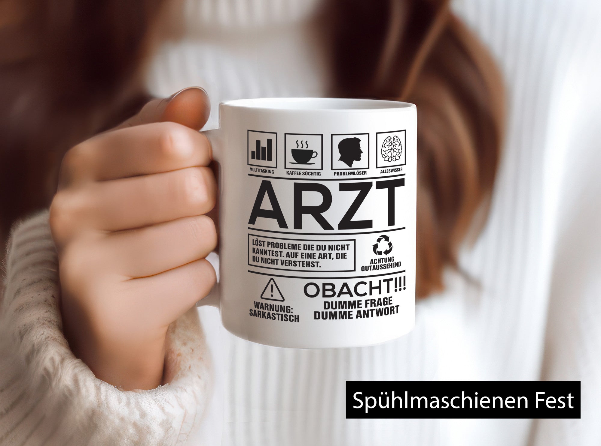 Achtung Probleme Arzt | Medizin Doktor Facharzt Geschenkidee Humor Tasse