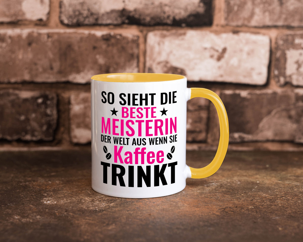 Kaffee trinkt: Meisterin | Meisterbrief Humor Geschenkidee Tasse