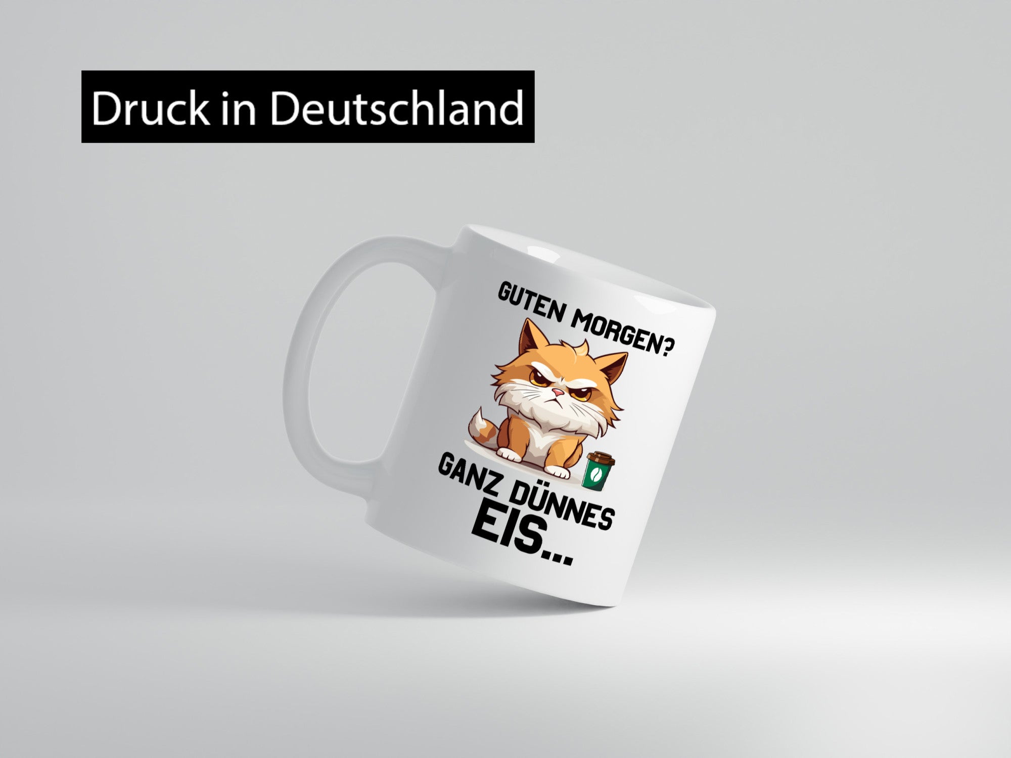 Guten Morge! Ganz dünnes Eis | Katze Morgen muffel Humor Tierliebhaber