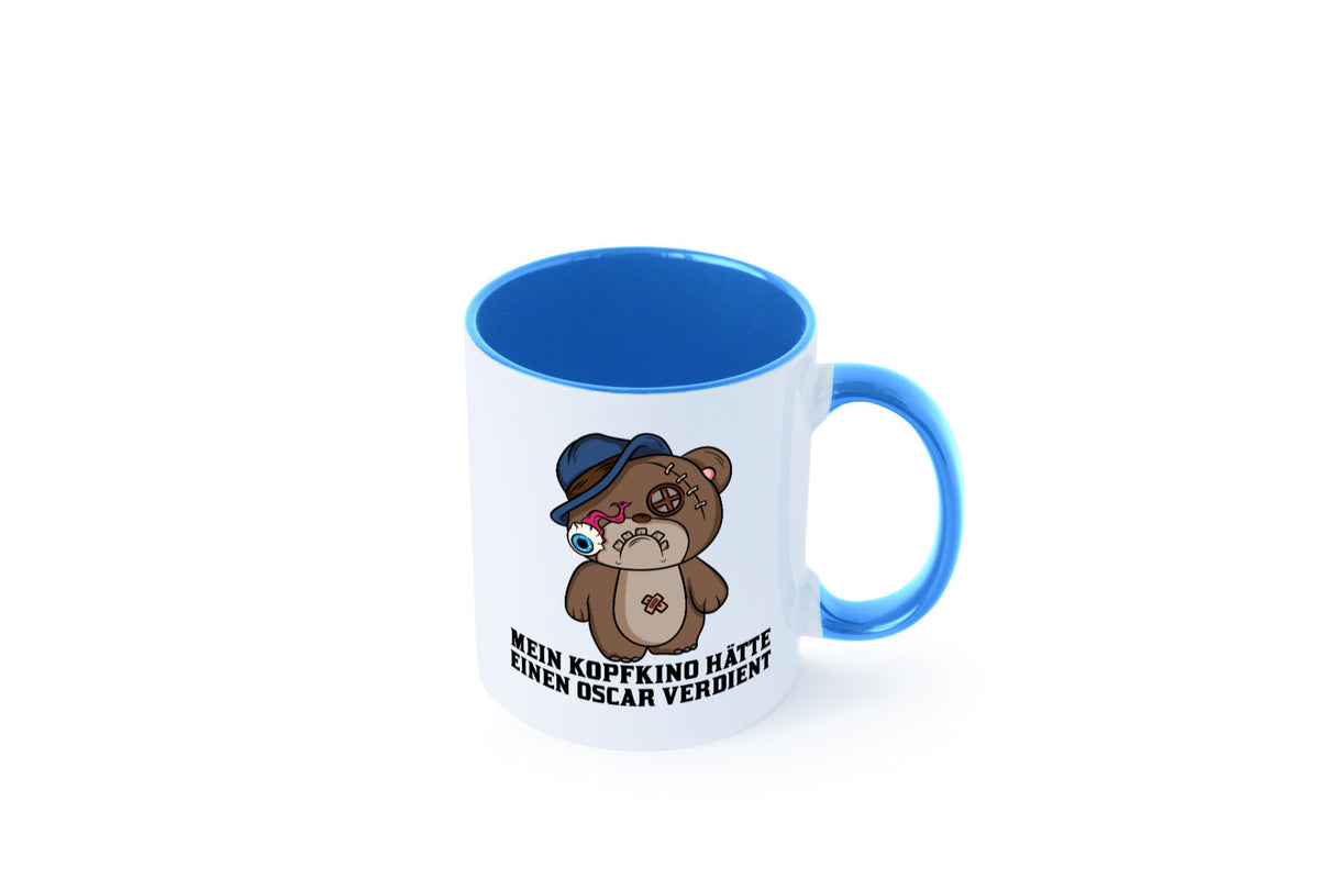 Mein Kopfkino hätte Oscar verdient | kaputter Bär Comic lustiger Spruch Tasse