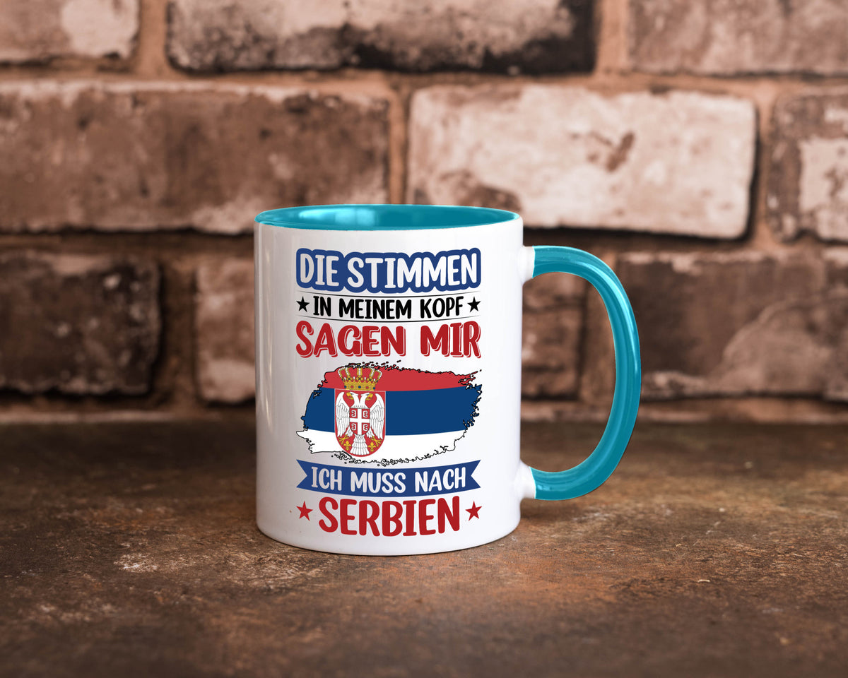 Serbien | Urlaub Stimmen in meinem Kopf Traumland v2 Geschenk Humor Tasse