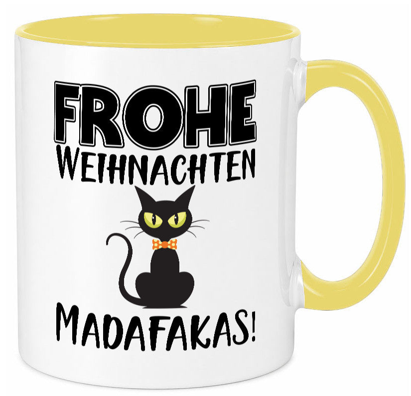 Frohe Weihnachten Madafakas! | Katze Tasse Vintage lustiger Spruch Geschenk