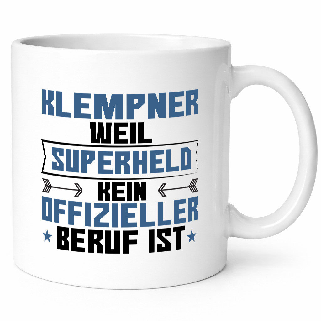 Superheld Klempner | Beruf klempnern lustig Arbeit Kollegen Büro Geschenk Tasse