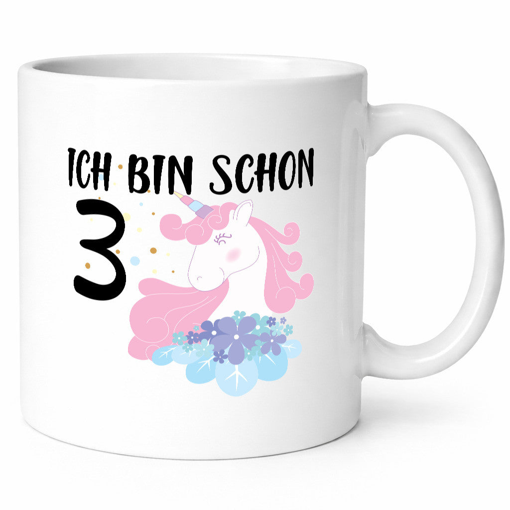 Ich bin schon 3 | 3. Geburtstag Kind Jährige Einhorn Geschenkidee Humor Tasse