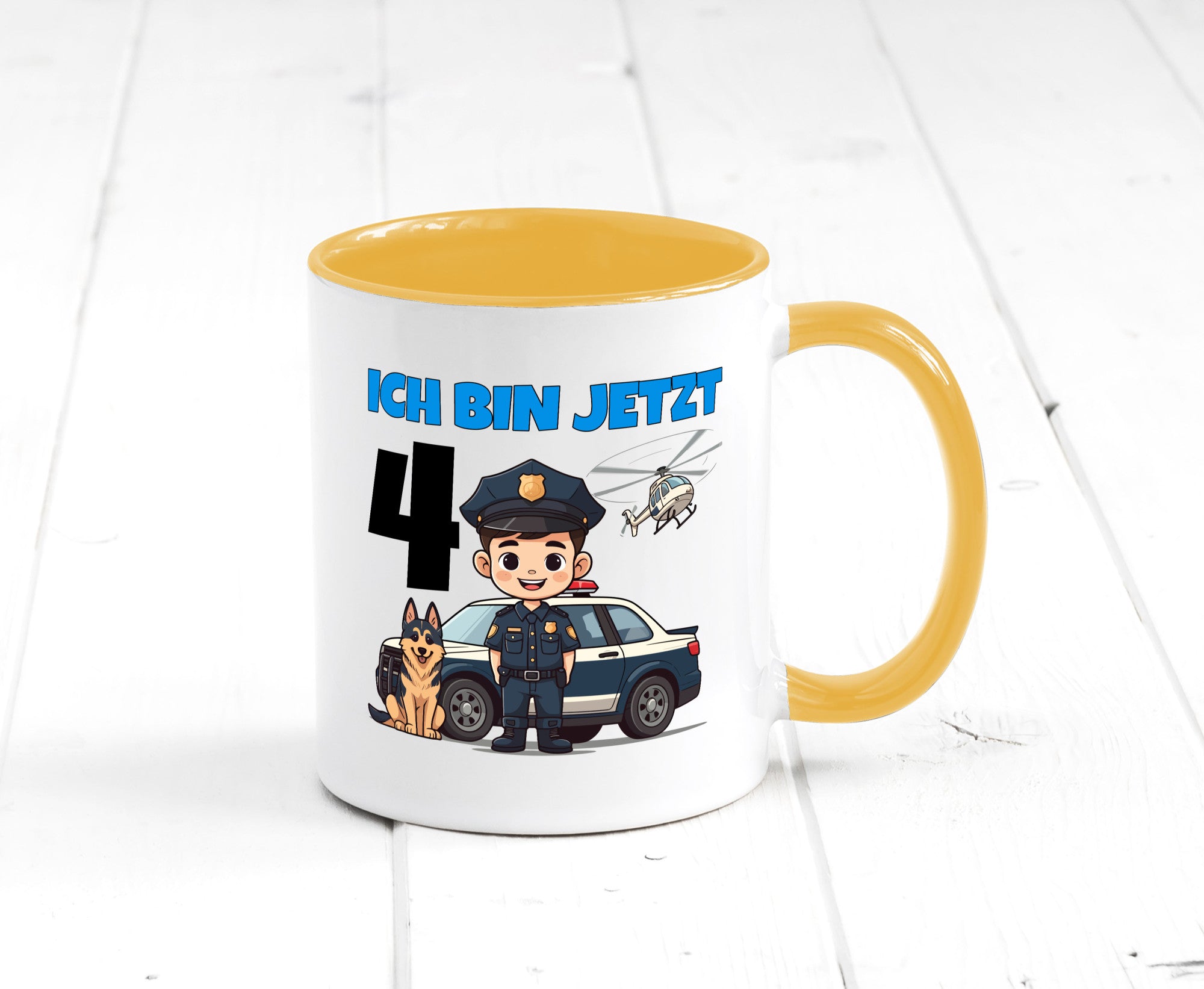 4. Geburtstag | 4 Jahre Polizei Kind Polizeiauto Humor Geschenkidee Tasse