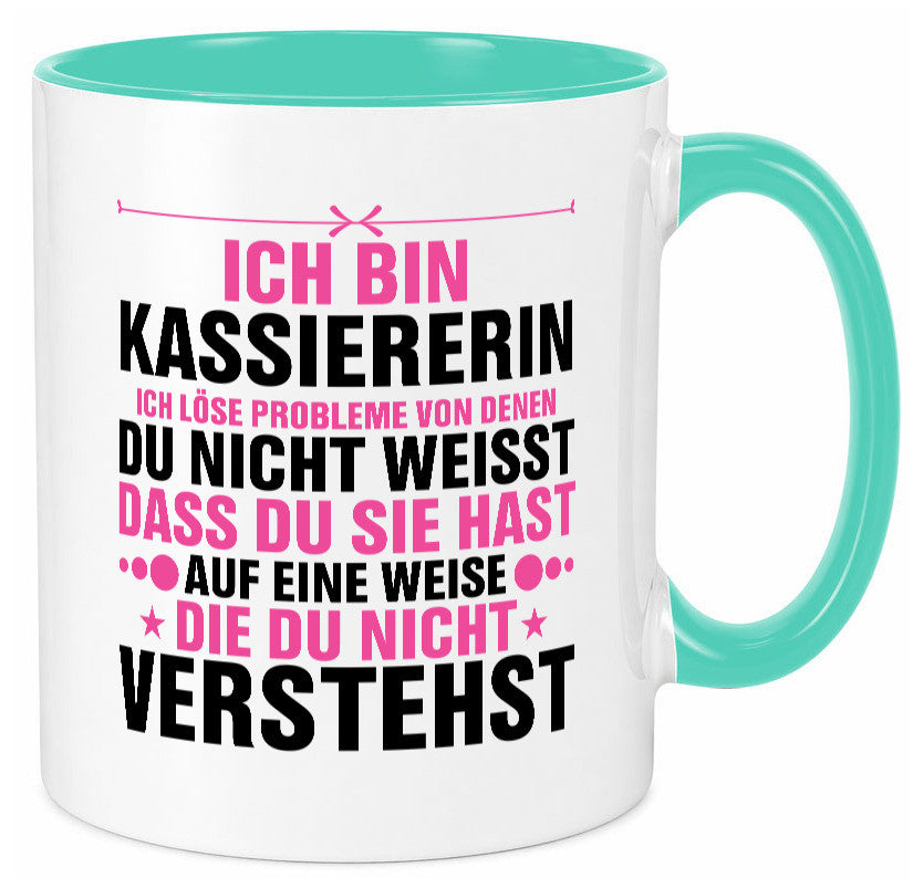 Löse Probleme: Kassiererin v2 lustiger Spruch Geschenk Humor Geschenkidee Tasse