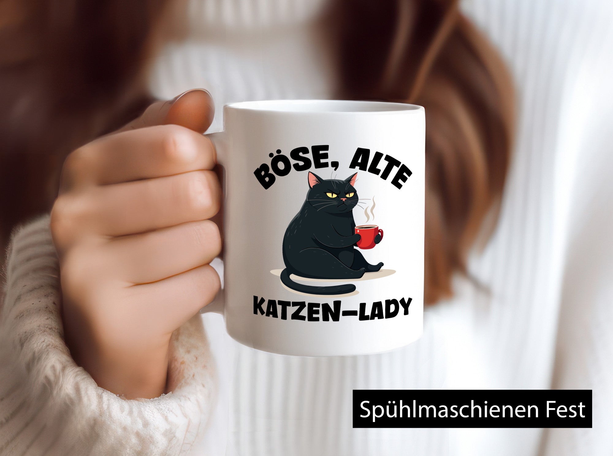 Böse alte Katzen Lady | Schwarze Katze lustiger Spruch Geschenk Tierliebhaber