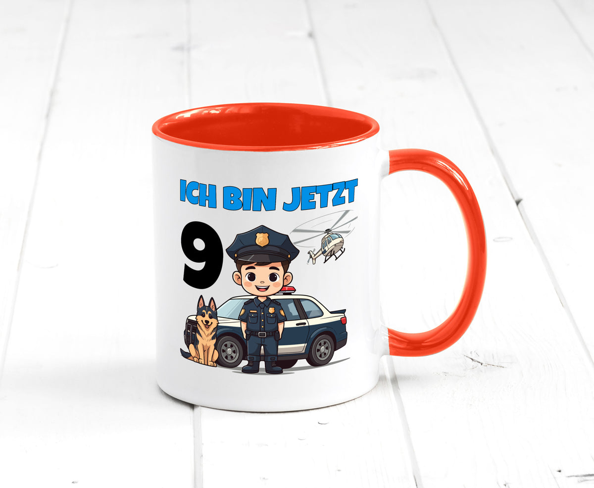 9. Geburtstag | 9 Jahre Polizei Kind Polizeiauto lustig Geschenkidee Geschenk Tasse