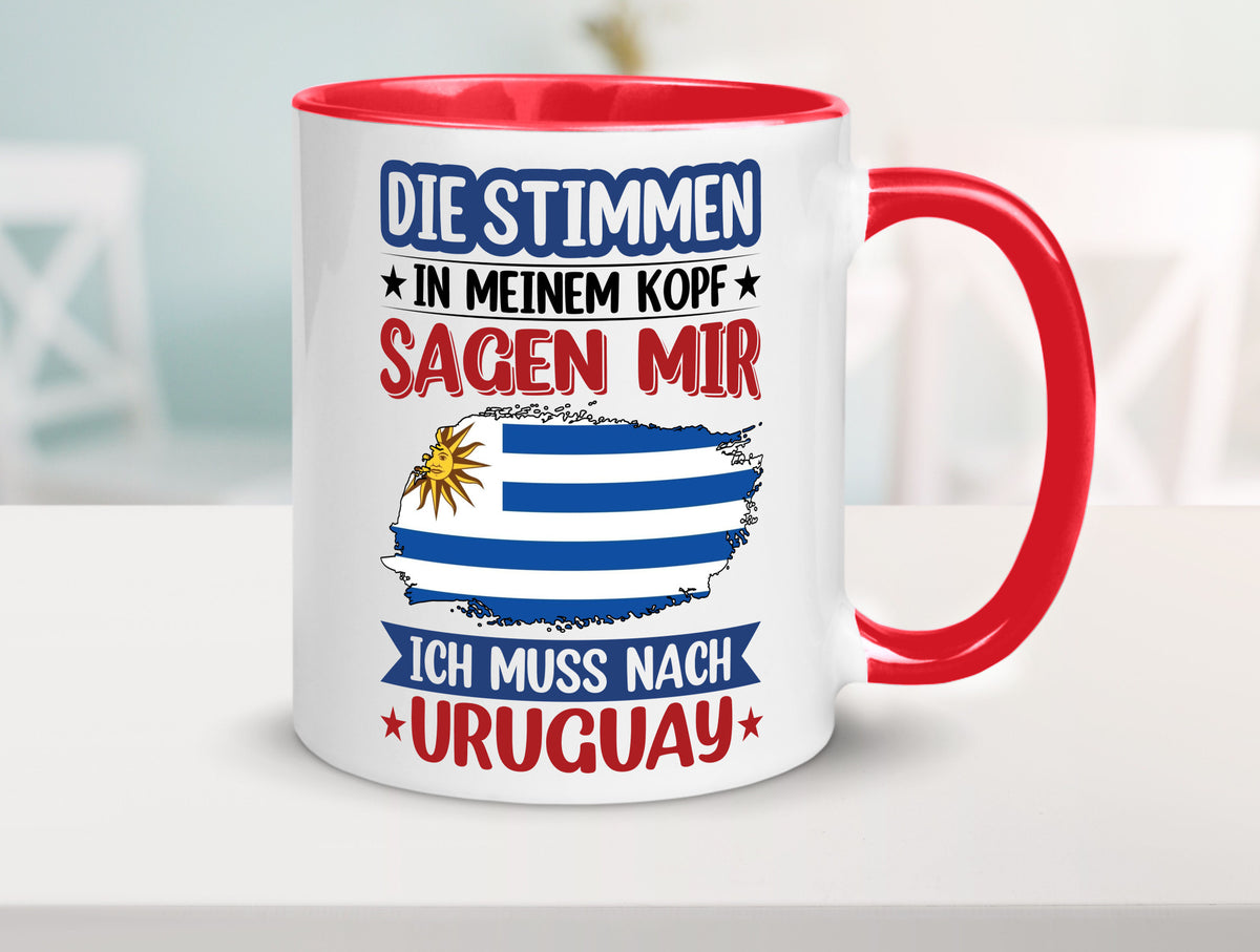 Uruguay | Urlaub Stimmen in meinem Kopf Traumland Geschenk Humor Geschenkidee Tasse