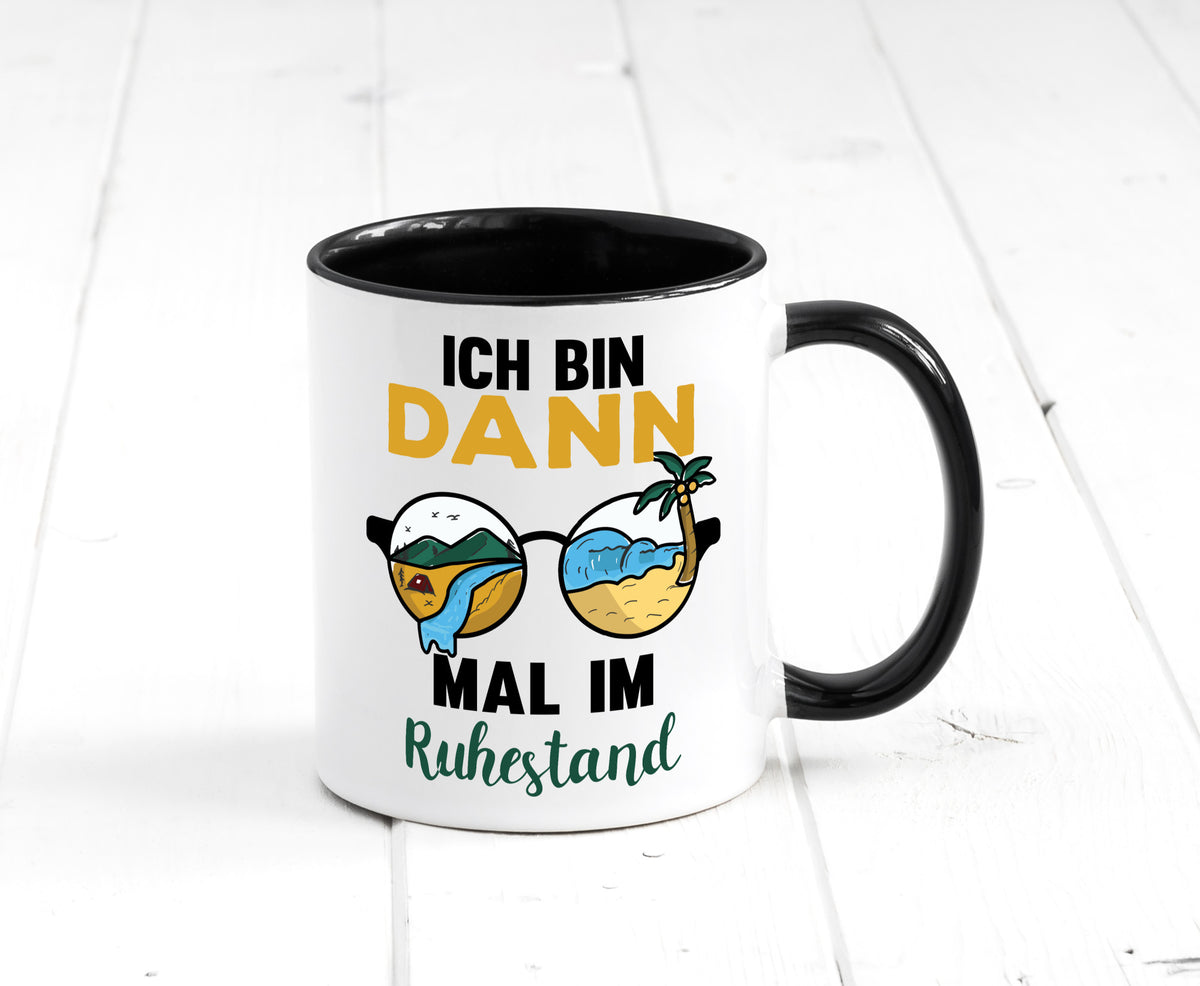 Bin dann mal im Ruhestand | Sonnenbrille Palme Meer lustig Jubiläum Geschenk Tasse