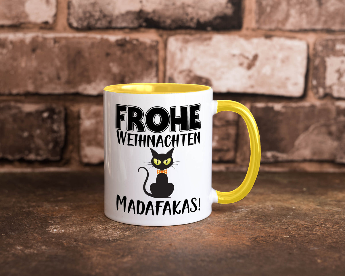 Frohe Weihnachten Madafakas! | Katze Tasse Vintage lustiger Spruch Geschenk