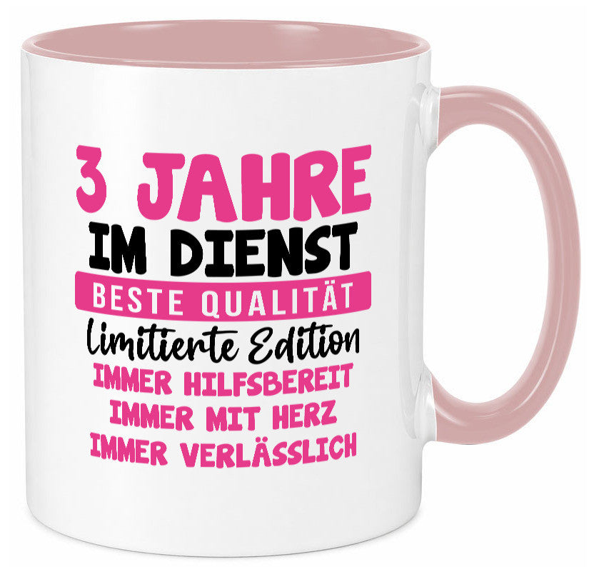 3 Jahre im Dienst | Jubiläum Arbeit v10 lustiger Spruch Geschenk Kollegen Büro Tasse
