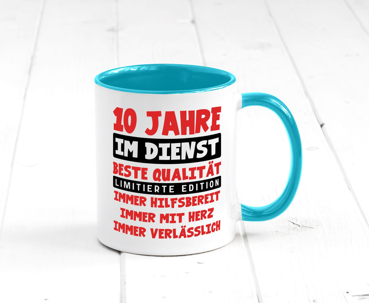 10 Jahre im Dienst | Jubiläum Arbeit v9 lustig Kollegen Büro Geschenk Tasse
