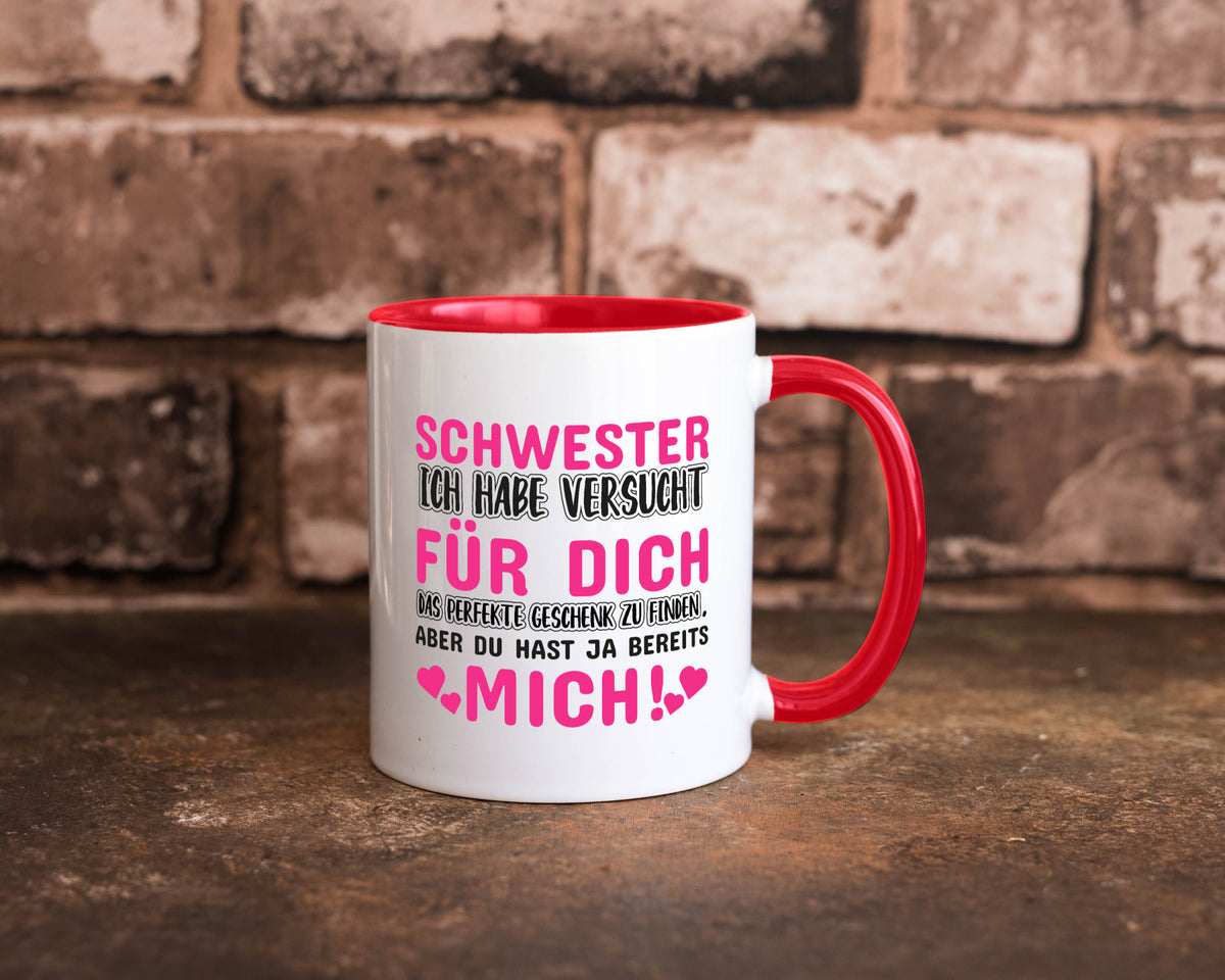 Schwester Tasse | lustiger Spruch Geschwisterliebe v2 Humor Geschenkidee