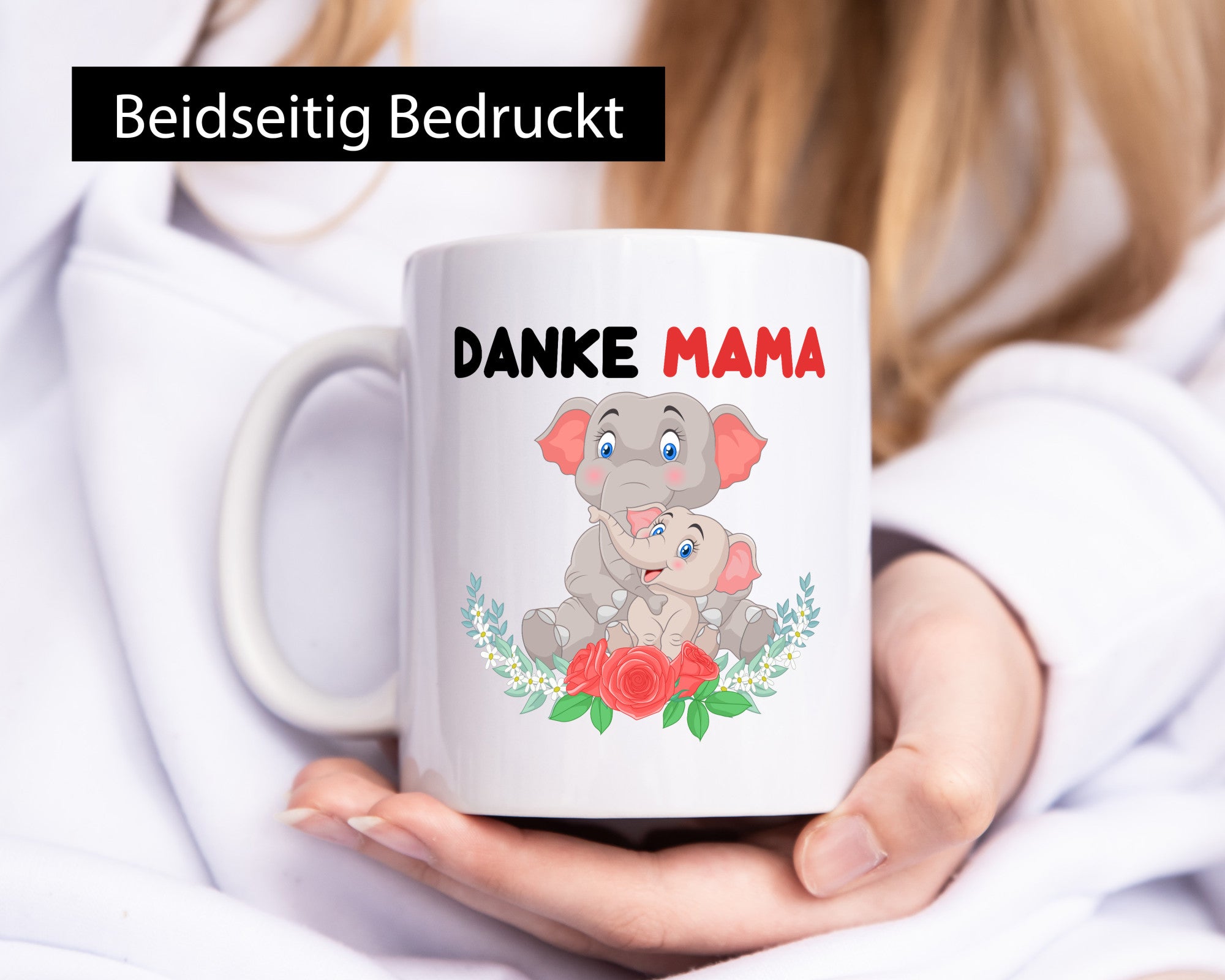 Danke Mama | Elefanten Mutter und Kind lustiger Spruch Geschenk Familie