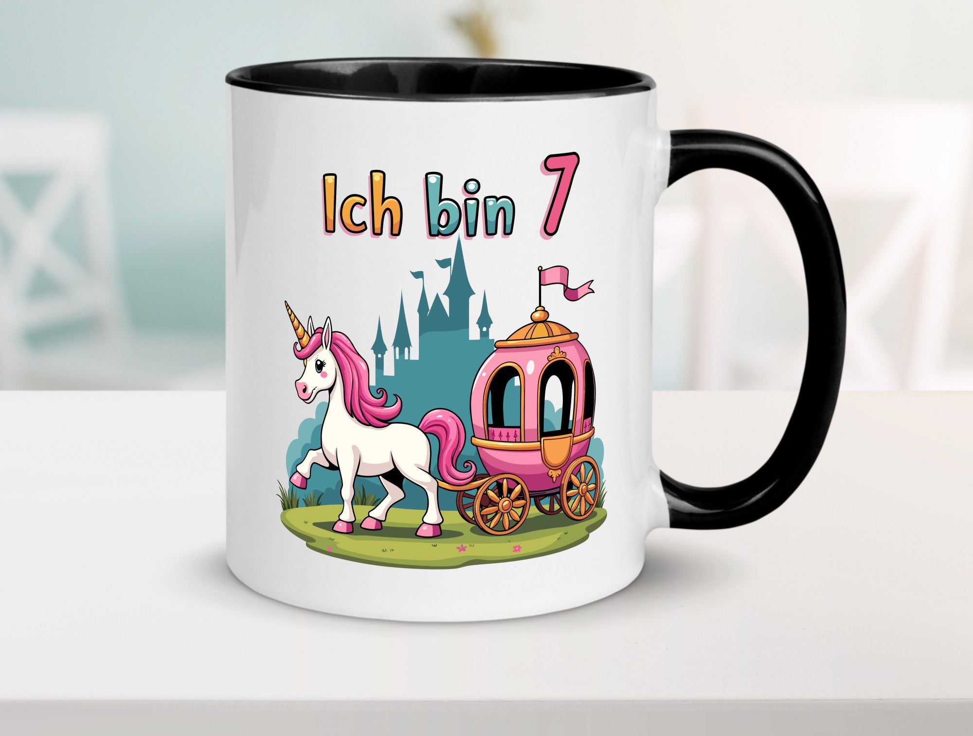 7. Geburtstag | Prinzessin in Kutsche Einhorn lustiger Spruch Geschenk