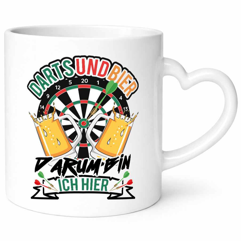 Dart und bier darum bin ich hier | Geschenkidee Humor Tasse