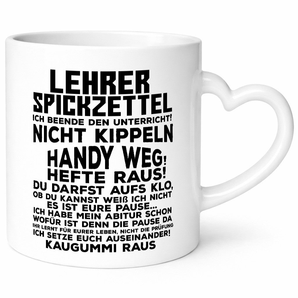 Lehrer Spickzettel | Beruf Tasse lustiger Spruch Geschenkidee Arbeit Kollegen