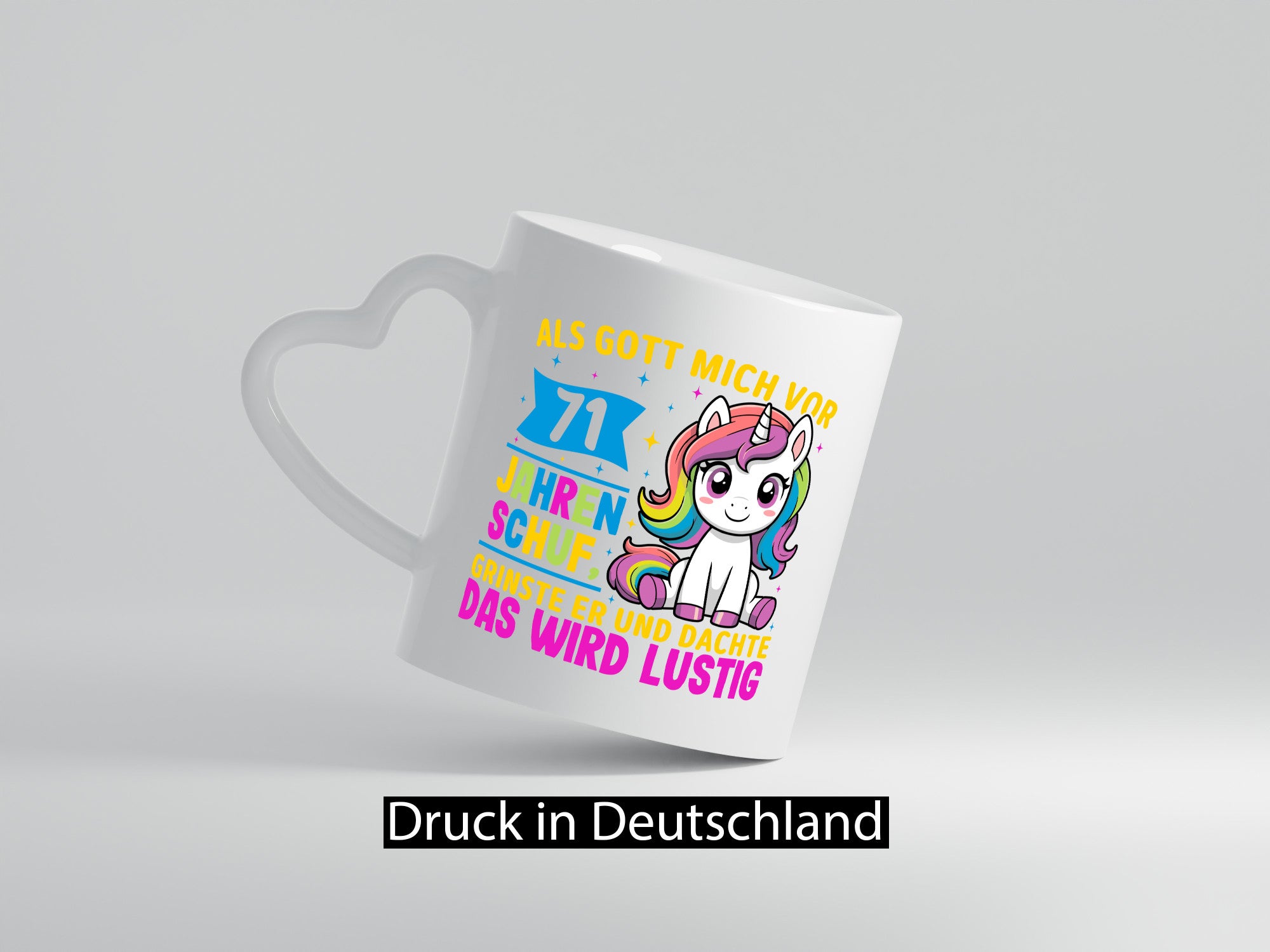71. Geburtstag | Als Gott mich schuf 40 Jahre v2 Geschenkidee Humor Tasse