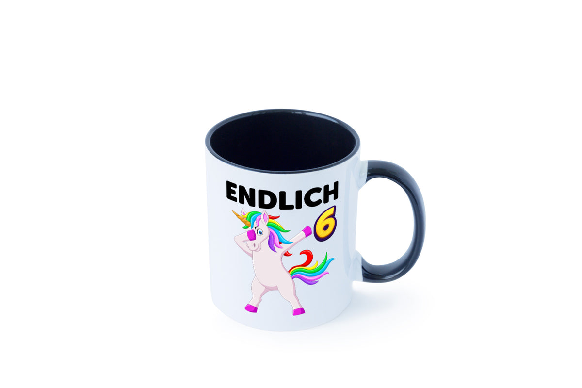 6. Geburtstag | endlich 6 Jahre Einhorn Mädchen Geschenkidee Humor Tasse