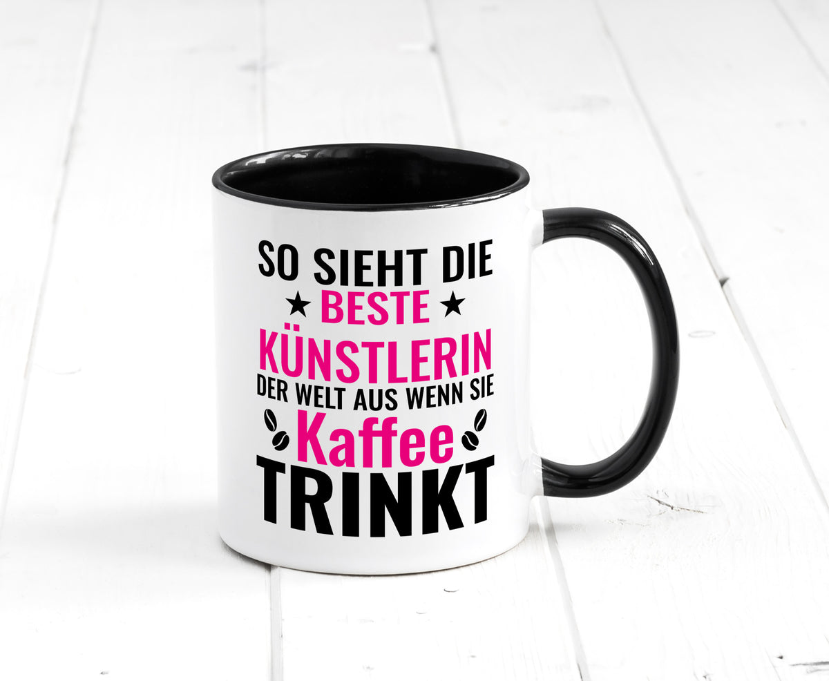 Kaffee trinkt: Künstlerin | Kunst Geschenk Humor Geschenkidee lustiger Spruch Tasse