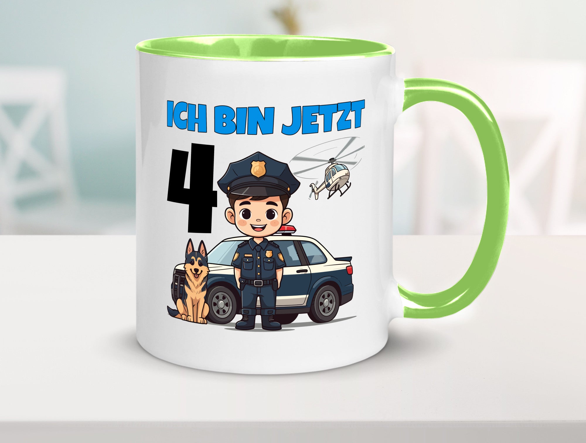 4. Geburtstag | 4 Jahre Polizei Kind Polizeiauto Humor Geschenkidee Tasse