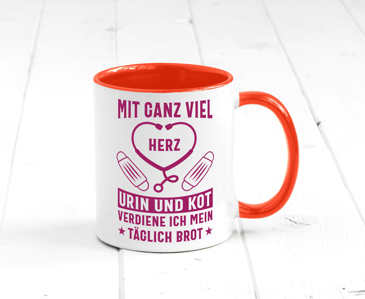 Herz, Urin, Kot, damit verdien ich mein Brot | Stethoskop Geschenk Humor Tasse