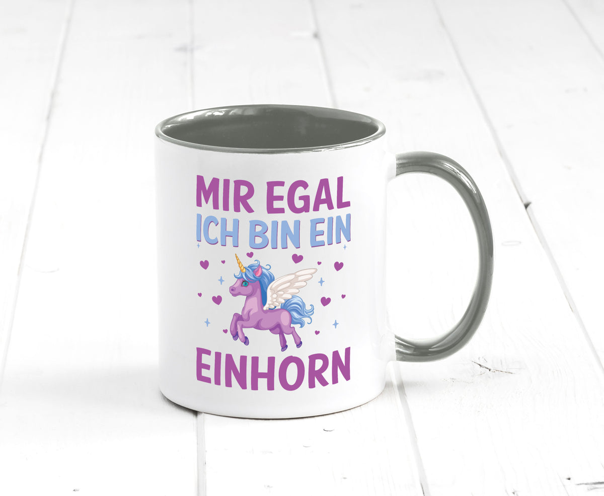 Mir egal, ich bin ein Einhorn| Herzen Geschenkidee Humor Tasse