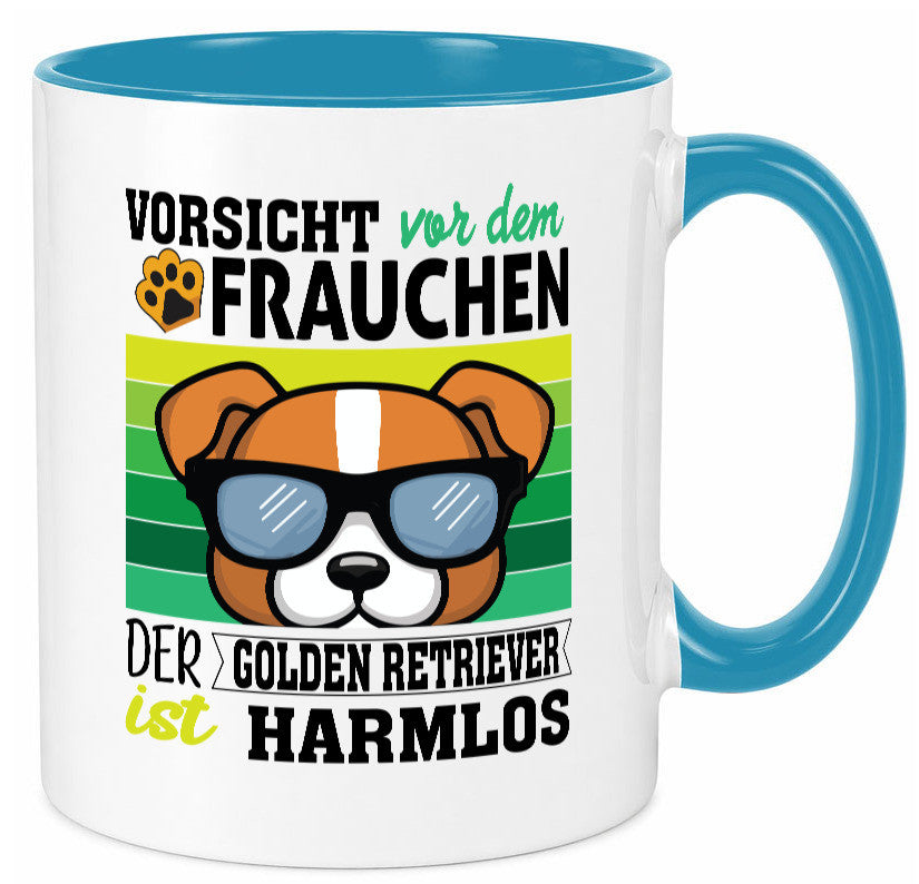 Vorsicht vor dem Frauchen Golden Retriever ist Harmlos lustiger Spruch Geschenk