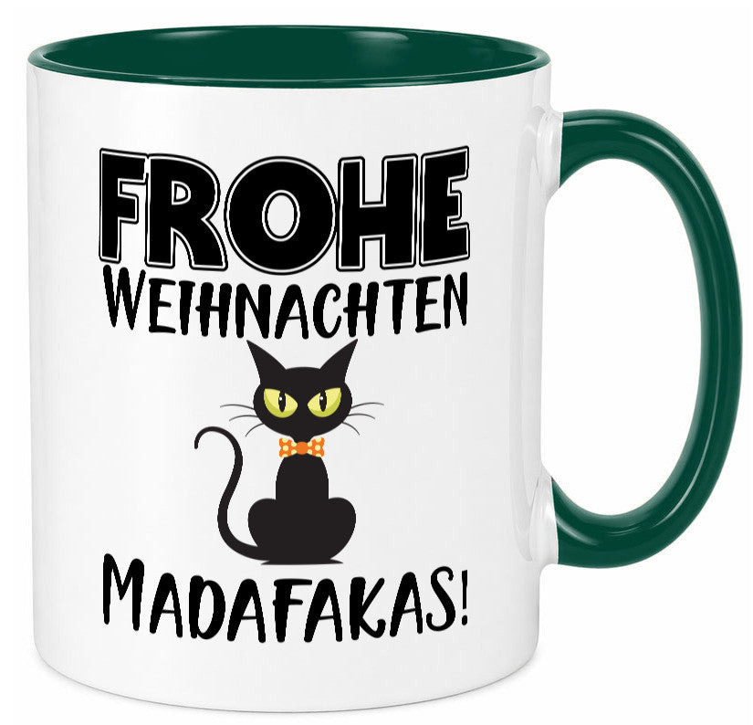 Frohe Weihnachten Madafakas! | Katze Tasse Vintage lustiger Spruch Geschenk