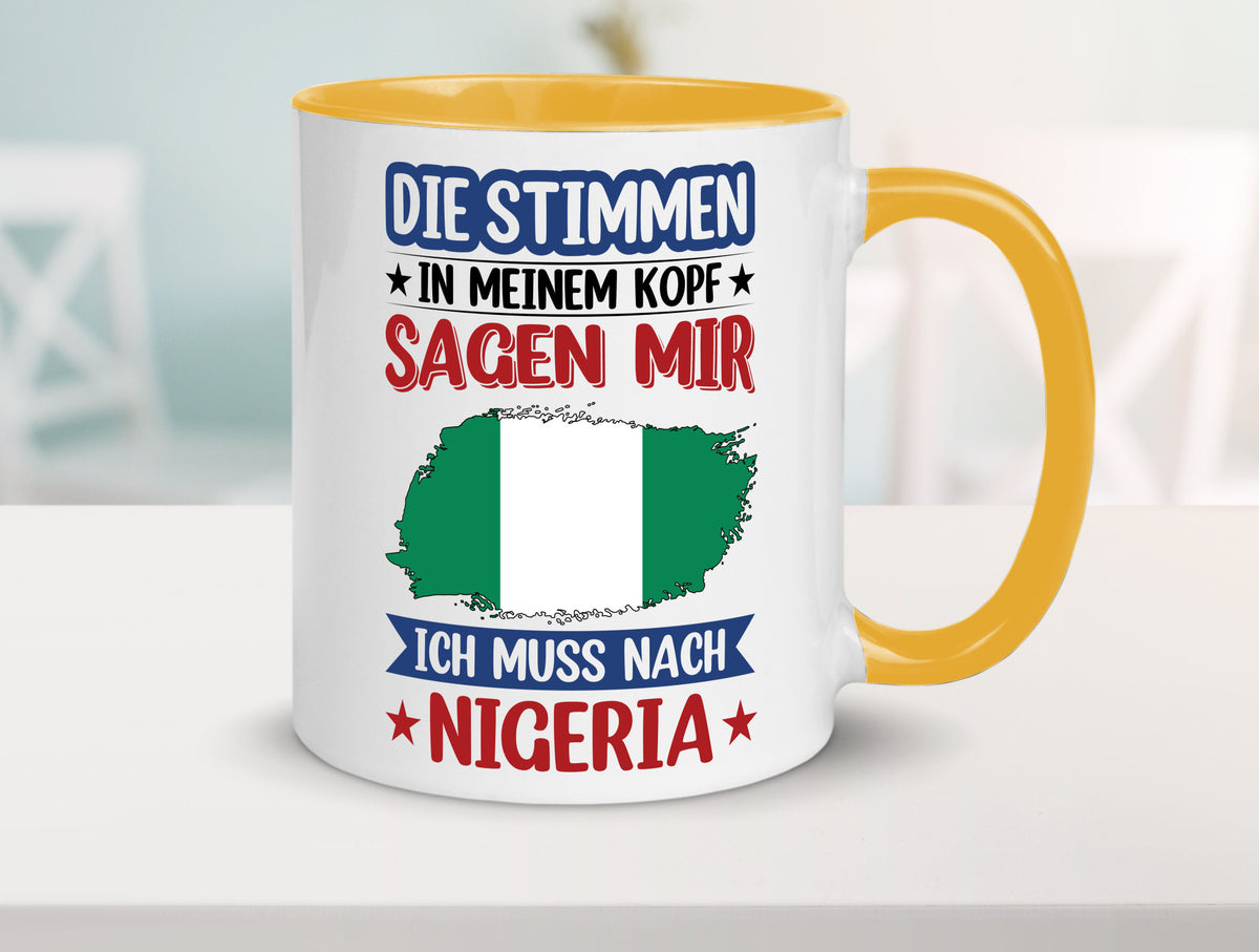 Nigeria | Urlaub Stimmen in meinem Kopf Traumland Geschenk Humor Geschenkidee Tasse