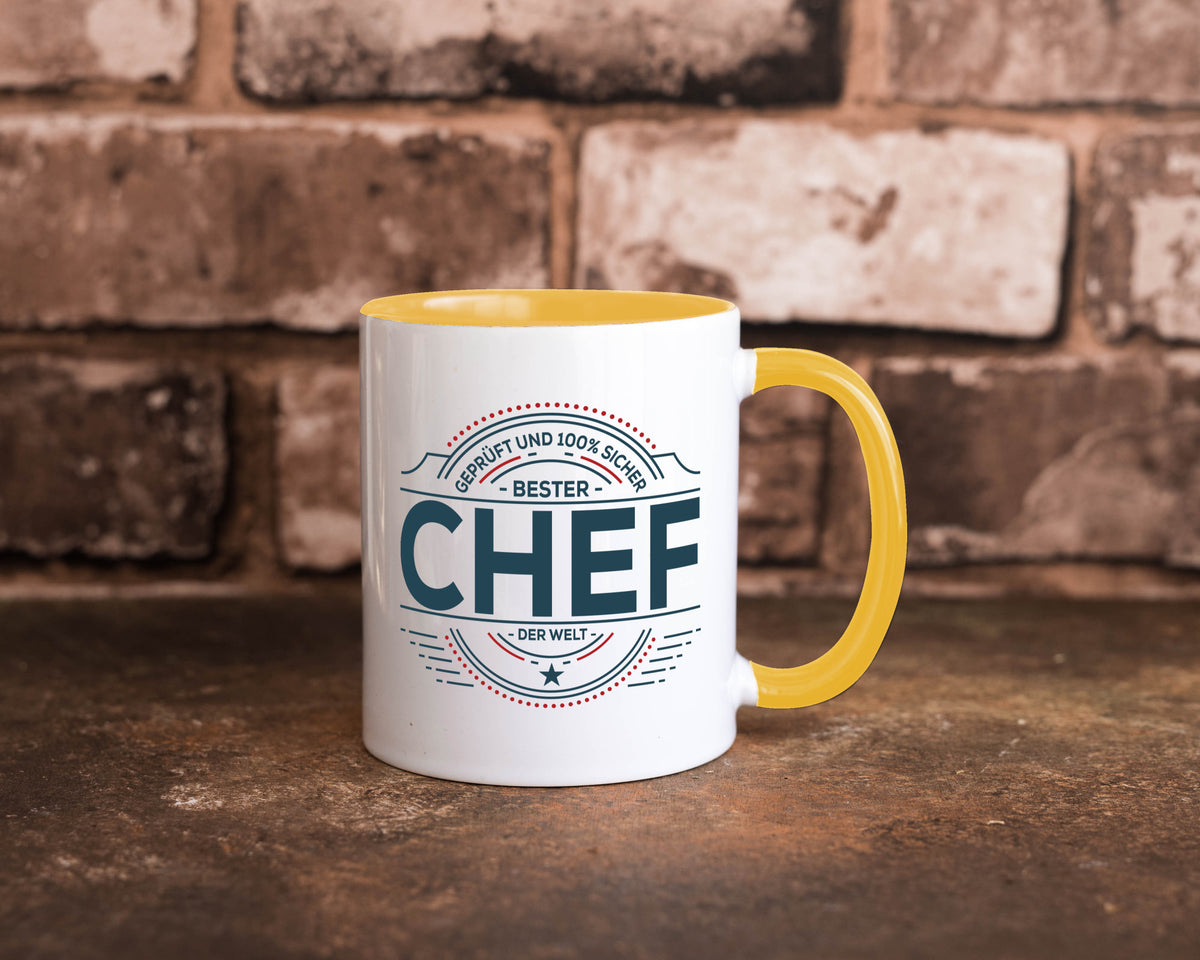 Geprüft und sicher: Chef | Führungskraft Vorgesetzter lustig Arbeit Kollegen Tasse
