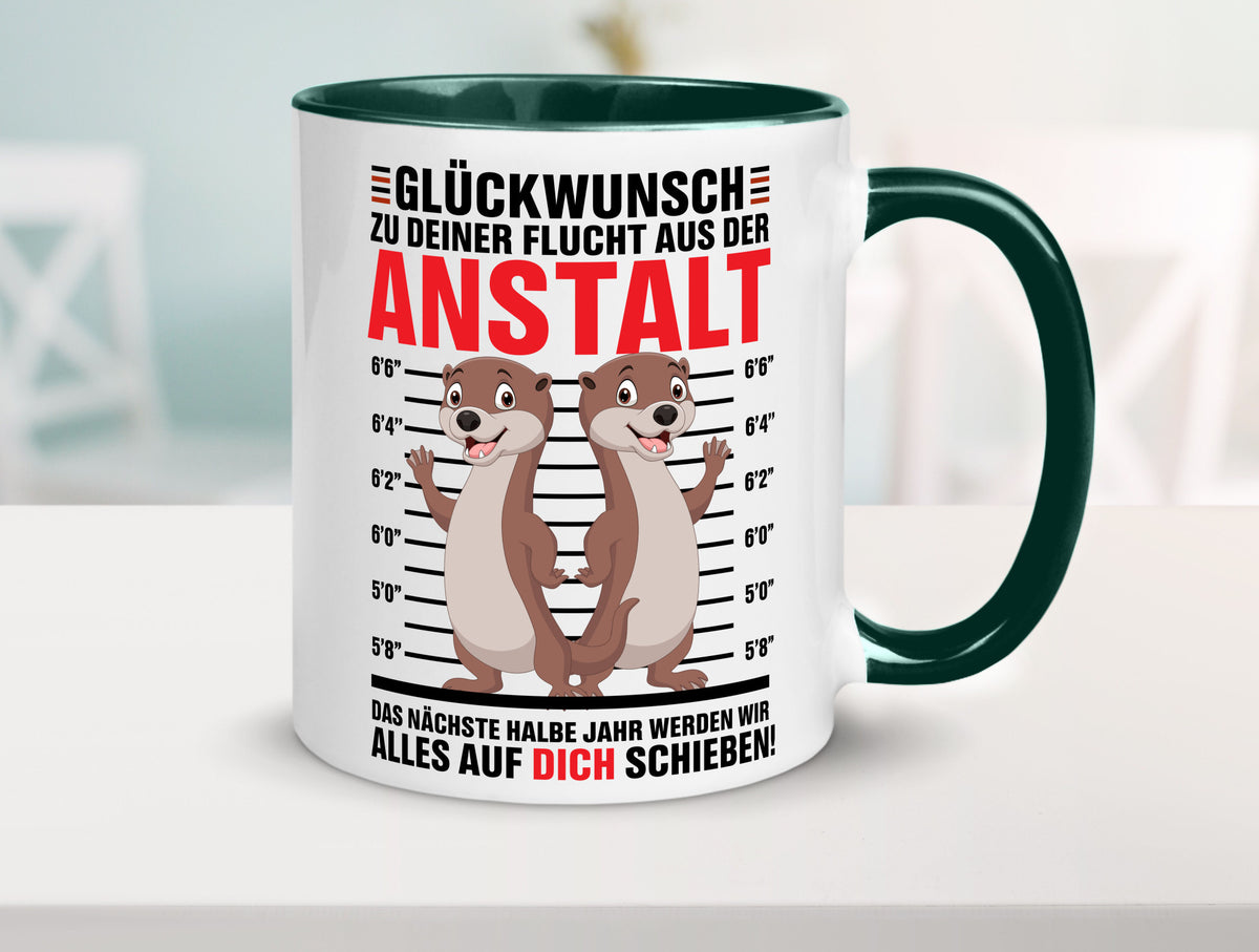 Glückwunch zur Flucht | Jobwechsel Arbeitskollegen Geschenk Arbeit Kollegen Tasse