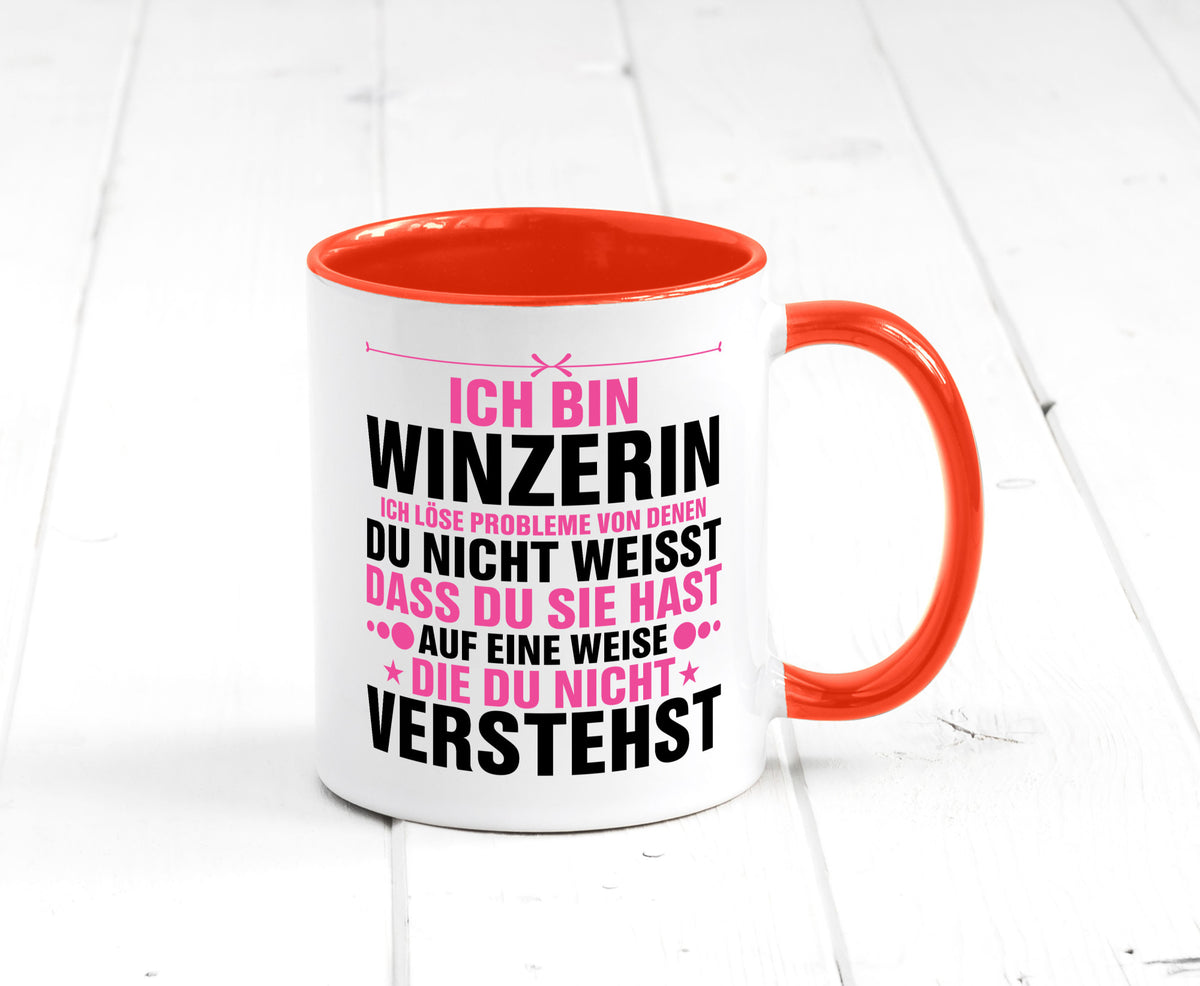 Löse Probleme: Winzerin | Weinbauer Wein Humor Geschenkidee Tasse