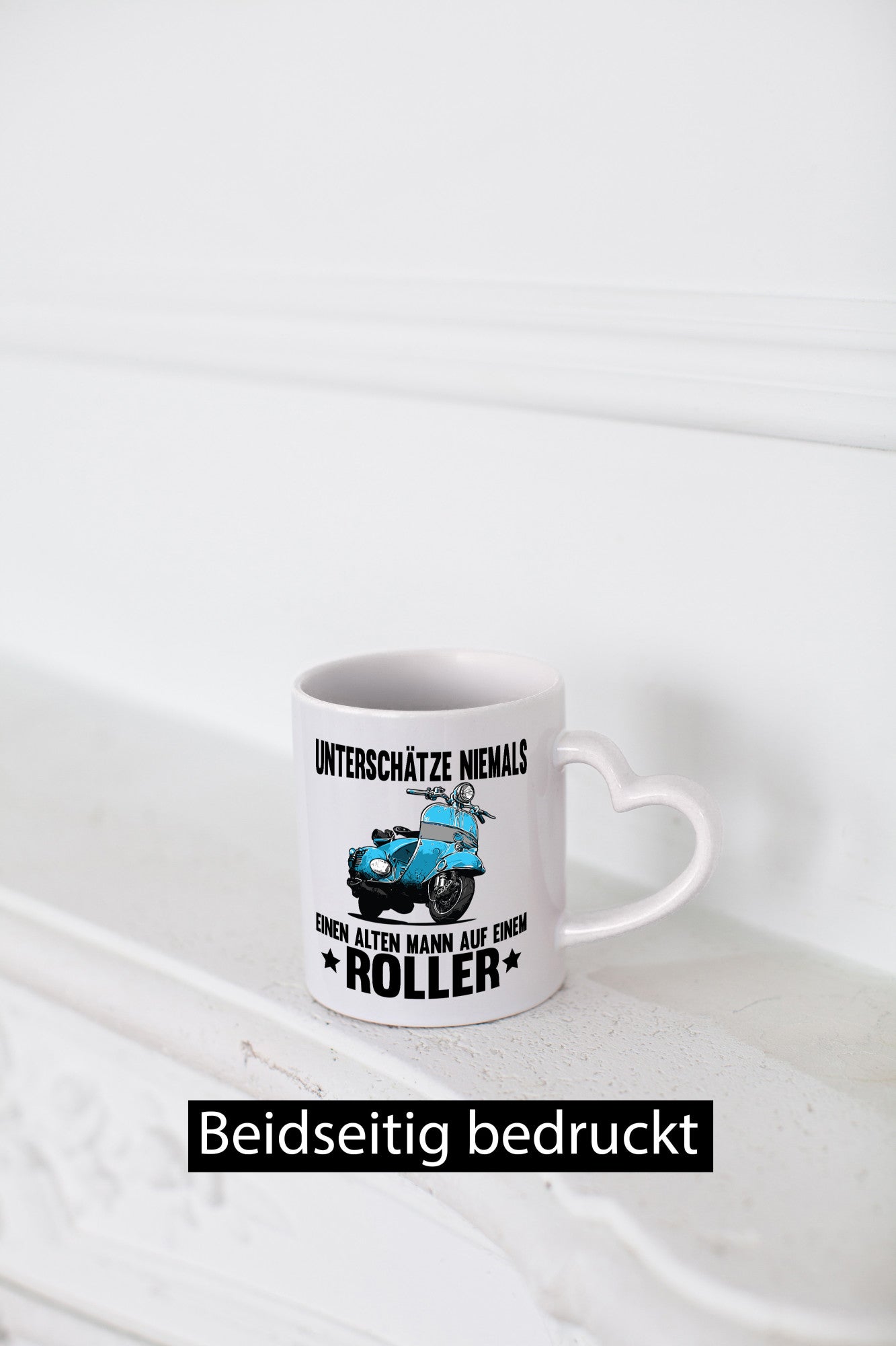 Unterschätze niemals einen alten mann auf einem Roller Humor Geschenkidee Tasse