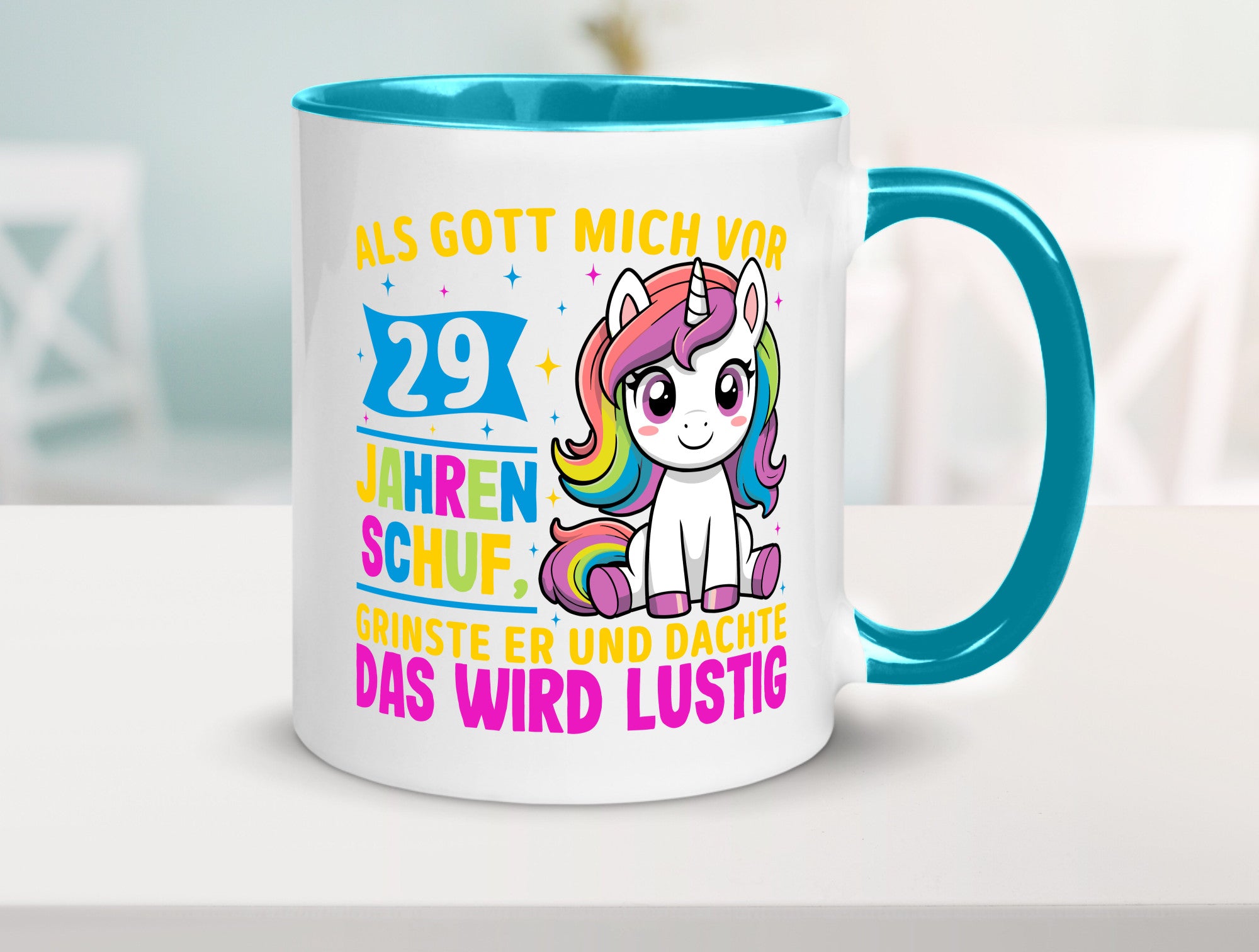 29. Geburtstag | Als Gott mich schuf 40 Jahre v2 Humor Geschenkidee Tasse